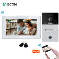 Bcom Rfid Card Access Control System Multi Room Multiapartment 7" Cat5 Touch Video Door Bell Intercom System